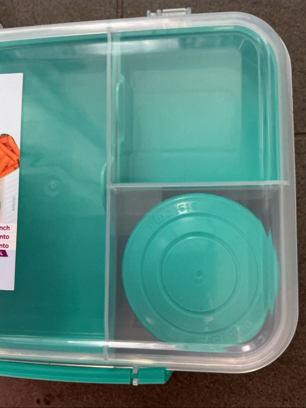 Sistema Teal Plastic Bento Lunch Box with Removable Sauce Cup. NEW